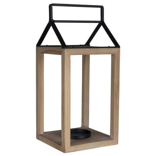Stratton Home Decor Natural Wood And Metal House Shaped Lantern (380834)