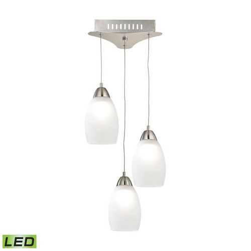 Buro 3Light Led Pendant In Satin Nickel With White Glass (LCA203-10-16M)