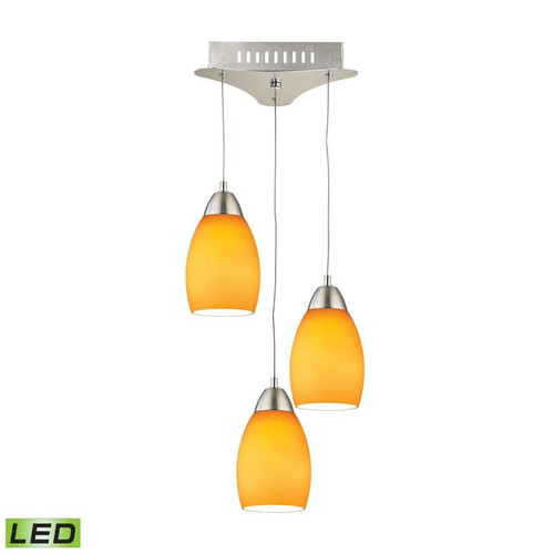 Buro 3Light Led Pendant In Satin Nickel With Yellow Glass (LCA203-8-16M)