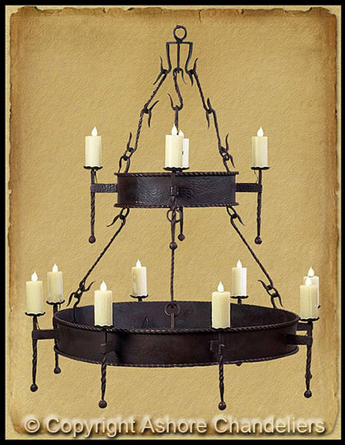 2 Tier Lodge Small Chandelier In Walnut (CH-1018-S)