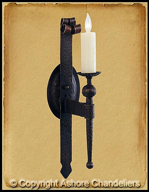 Single Light Medieval Sconce In Black (SC-115-MX)