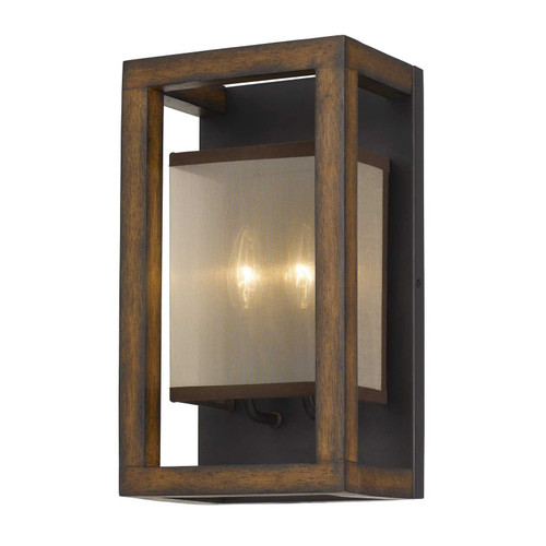 40W X 2 Rubber Wood Wall Sconce With Organza Shade (Edison Bulbs Not Included) (WL-3536-2)
