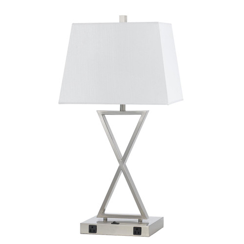 100W Night Stand Lamp With On Off Rocker Switch And 2 Outlets (LA-8023NS-1-BS)