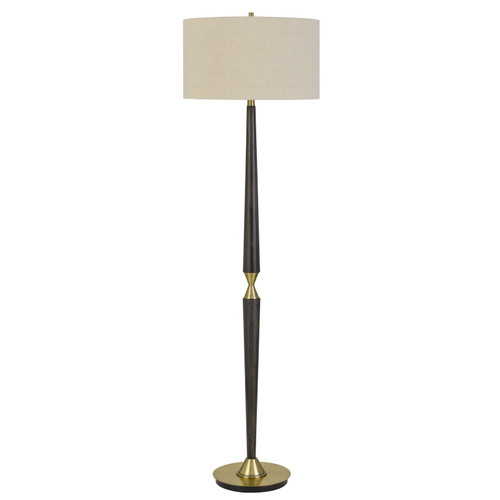 Pescara Metal/Wood Floor Lamp With Burlap Drum Shade (BO-2892FL)