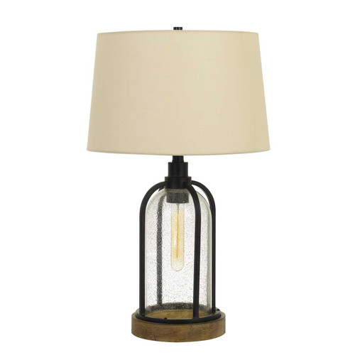 100W Ciney Glass/Metal/Pine Wood Table Lamp With 25W Night Light (Edison Bulb Included) (BO-2840TB)