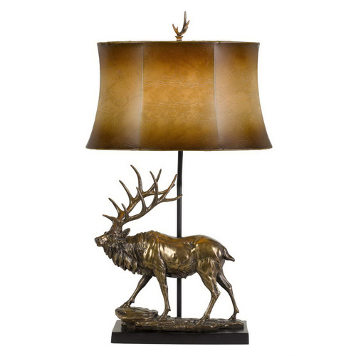 150W 3 Way Deer Resin Table Lamp With Leathrette Shade (BO-2807TB)
