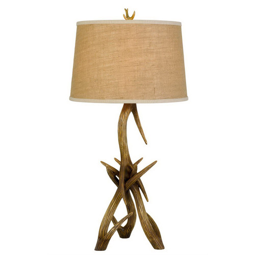 150W 3 Way Drummond Antler Resin Table Lamp With Burlap Shade (BO-2806TB)