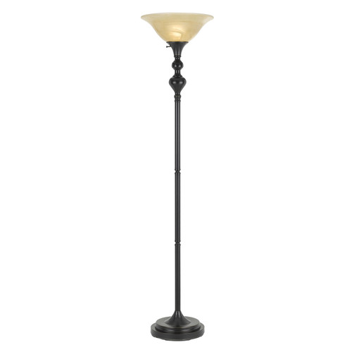 150W 3 Way Alamo Metal Torchiere With Glass Shade (BO-2753TR)