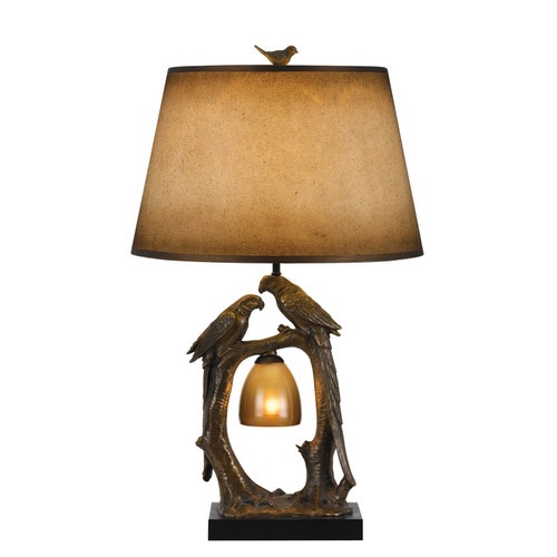 100W+7W Natured Themed Resin Table Lamp With Hand Painted Paper Shade (BO-2725TB)