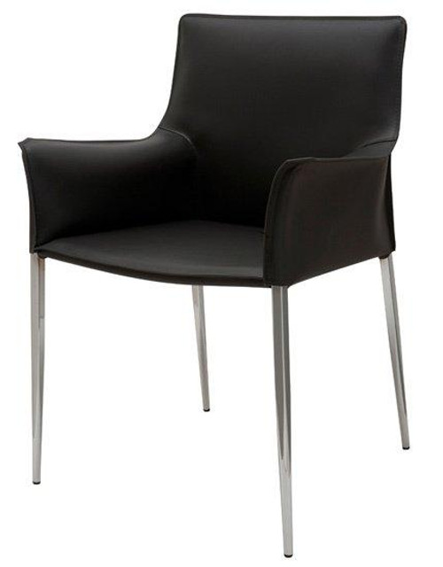 Black Leather Rectangle Colter Dining Arm Chair (HGAR398)