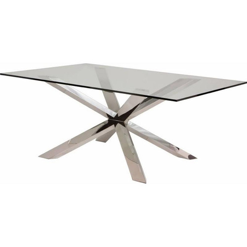 Traditional Chrome Steel Rectangle Couture Dining Table (HGSX158)