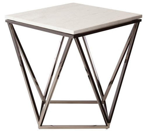 Jasmine Side Table W/White Marble On Gold Stainless Base (HGTB263)