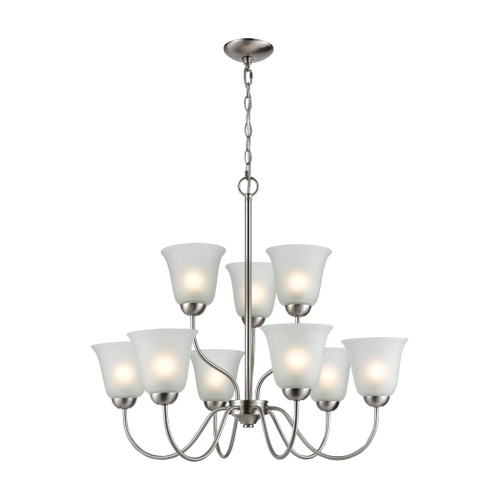 Conway 9-Light Chandelier In Brushed Nickel With White Glass (1209CH/20)