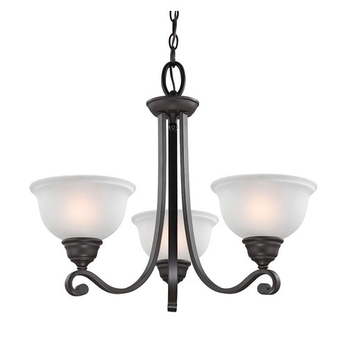 Hamilton 3-Light Chandelier In Oil Rubbed Bronze With White Glass (2303CH/10)
