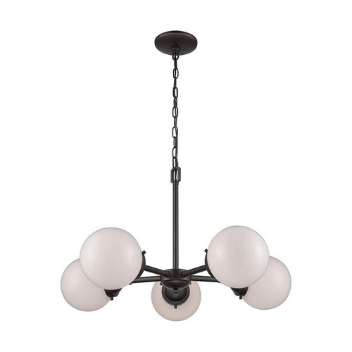 Beckett 5 Light Chandelier - Oil Rubbed Bronze W/ White Glass (CN120521)