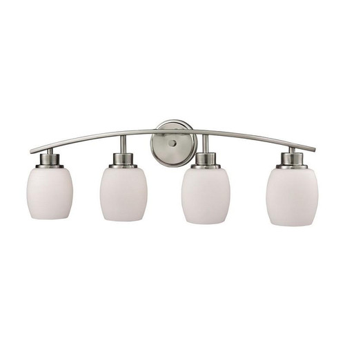 Casual Mission 4 Light Bath In Brushed Nickel W/ White Glass (CN170412)
