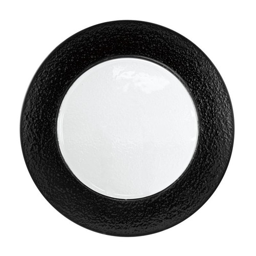 Halo Colored 13" Black Rim Glass Charger Plates- Pack Of 12 (HAL-BLK340)
