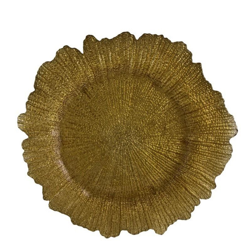 Sponge 13.75" Gold Glass Charger Plates- Pack Of 12 (SPG340)