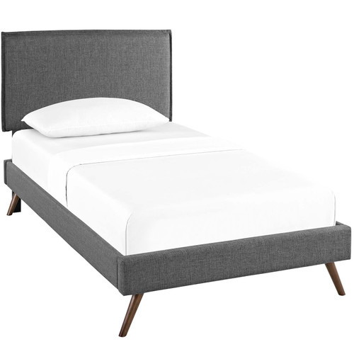 Amaris Twin Fabric Platform Bed With Round Splayed Legs MOD-5902-GRY