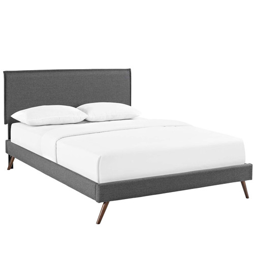 Amaris Queen Fabric Platform Bed With Round Splayed Legs MOD-5904-GRY