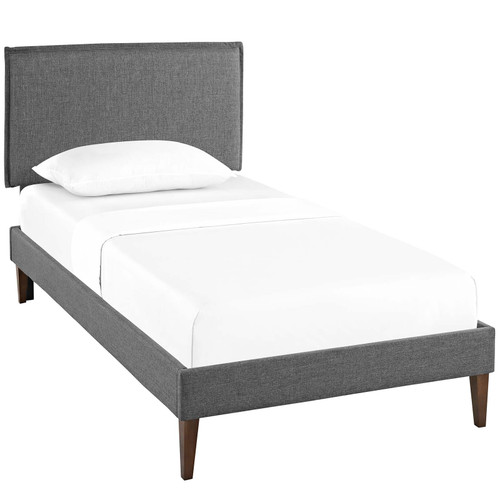 Amaris Twin Fabric Platform Bed With Squared Tapered Legs MOD-5906-GRY