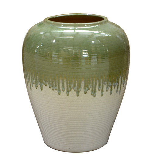 Avocado Green And White Small Vase (12005607)