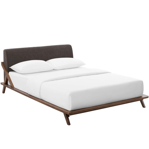 Luella Queen Upholstered Fabric Platform Bed MOD-6047-WAL-BRN