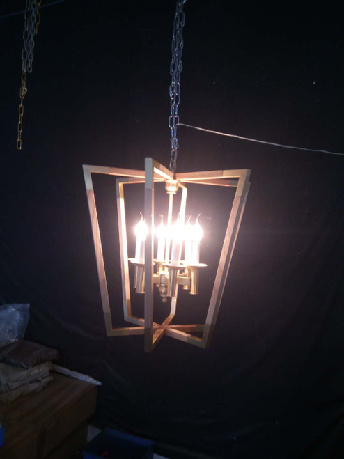 Urban Wood Brass Hexad Chandelier (12018408)