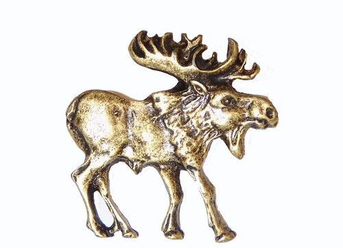 Walking Moose Right Facing Cabinet Knob - Antique Brass (183-AB)