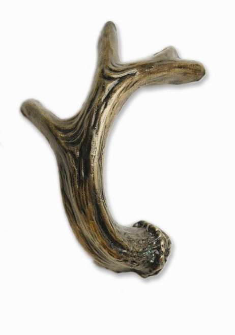 Antler Right Facing Cabinet Knob - Antique Brass (239-AB)