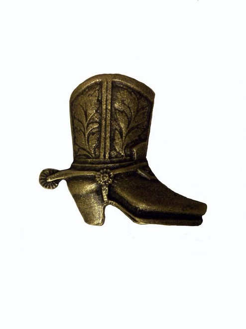 Cowboy Boot Right Facing Cabinet Knob - Antique Brass (243-AB)