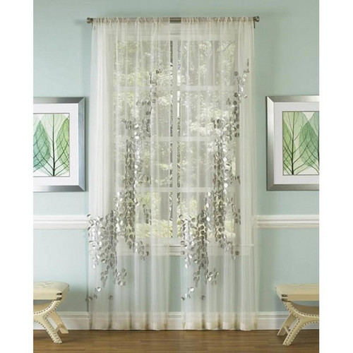 Lhasa White Sheer Panel With Silver Discs (AURA01PN-SV)