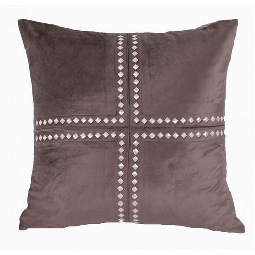 Cleo Charcoal Velvet Pillow W/ Matte Silver Metal Studs (CLEO02A-CH)