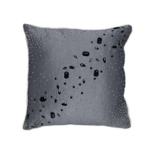 Carly Gray Backgrd. Pillow W/Small Crystals & Large Stones (CLP029B-GY)