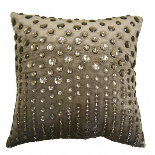Raindrop Gray Velvet Pillow W/ Large To Small Jewels (CLP1203A-GY)