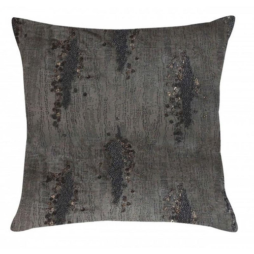 Raina Charcoal Velvet Pillow With Foil And Beadwork (RAINA05A-CH)