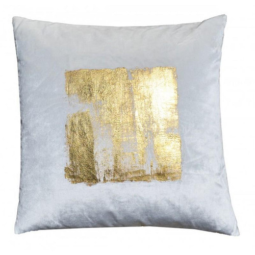 Verona Ivory Velvet Center Square Gold Print Pillow (VERONA02A-IVGD)