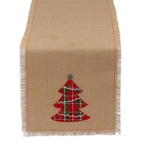 Tree Embroidered Burlap Table Runner (Pack Of 10) (COS34182)