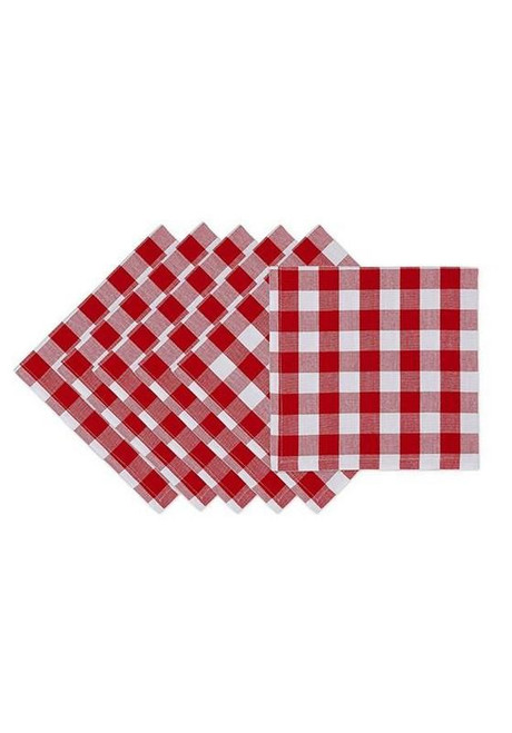 Tango And White Checkers Napkin Set Of 6 (Pack Of 8) (COS33573)