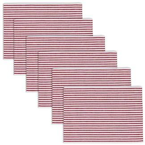 Peppermint Stripe Placemat Set Of 6 (Pack Of 7) (COS33166)