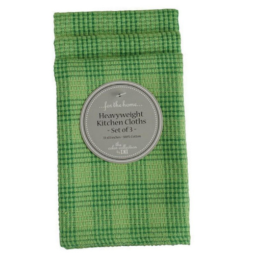 Grass Green Plaid Essentials Heavyweight Dishcloth - Set Of 3 (Pack Of 25) (86809)