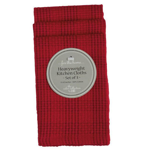 Tango Red Plaid Essentials Heavyweight Dishcloth Set Of 3 (Pack Of 25) (86807)