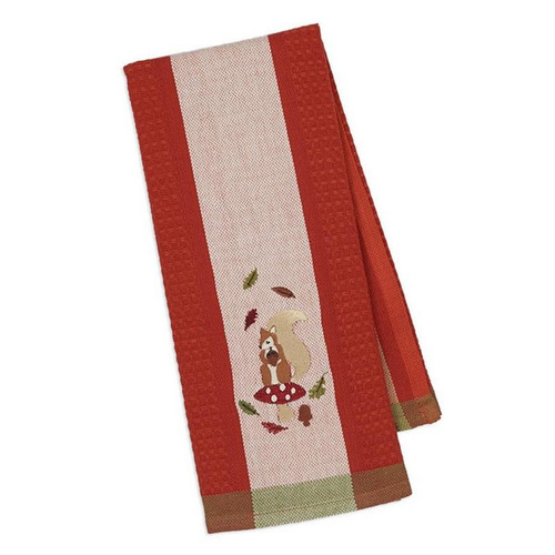 Autumn Squirrel Embroidered Dishtowel (Pack Of 29) (28522)