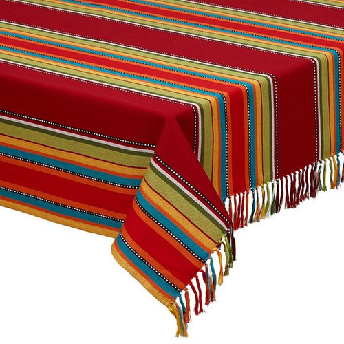 Caliente Stripe Fringed Tablecloth (Pack Of 5) (28068)
