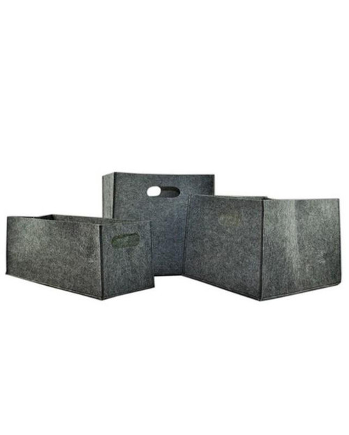 Light Grey Felt Storage Bins Set Of 3 (Pack Of 5) (23869)