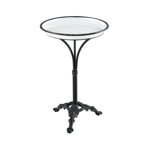 Biloxi White And Black Enamel With Aged Black Metal Accent Table (351-10621)