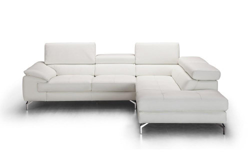 Nila Premium Leather White Right Facing Chaise Sectional