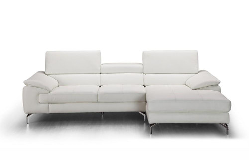 Alice Premium Leather White Right Hand Facing Sectional
