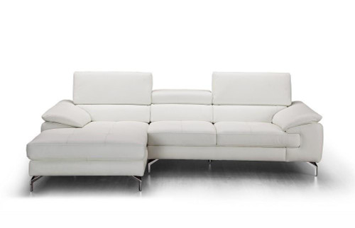 Alice Premium Leather White Left Hand Facing Sectional