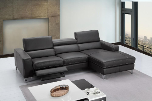 Ariana Left Hand Facing Leather Grey Sectional
